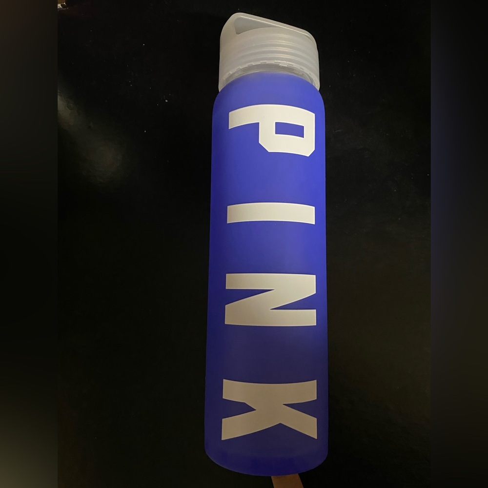 Victoria's Secret Pink Glass Water Bottle Blue - Picture 5 of 9
